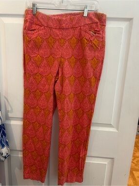 Spartina pull on Patterned Coral & Mustard Printed Pants sz xxl